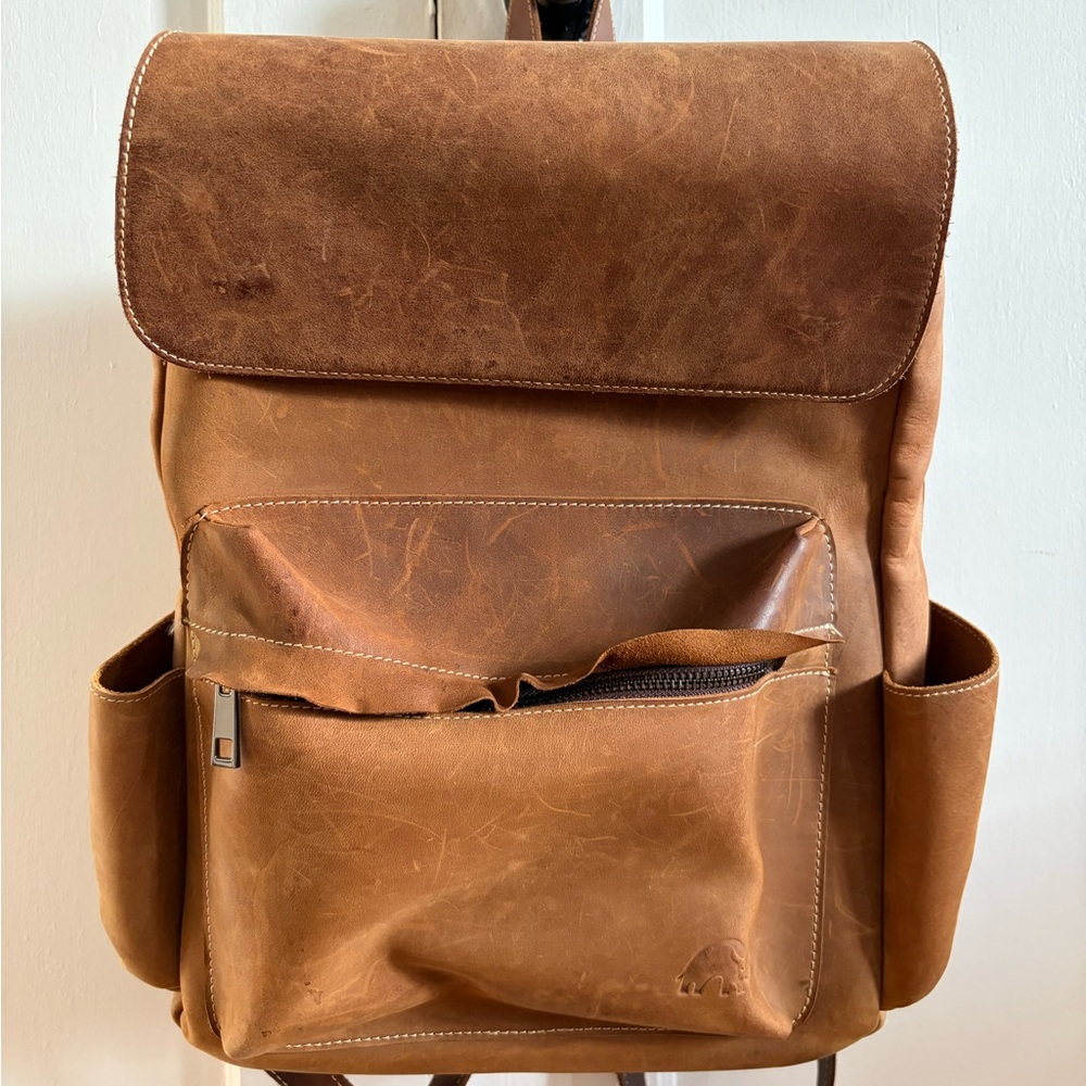 BULLSTRAP LEATHER RUGGED BACKPACK - Terra